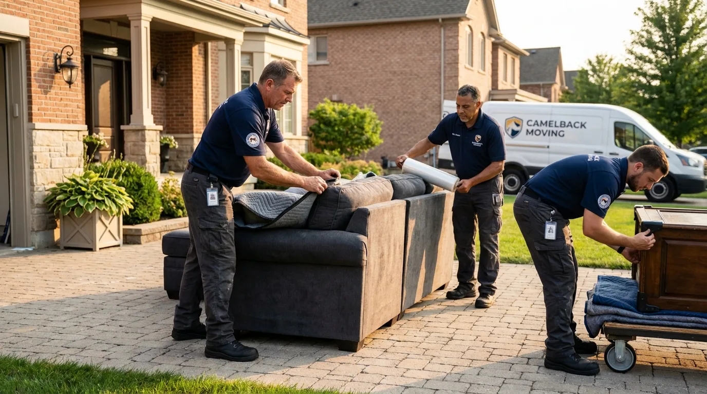 Large estate moving crew wrapping furniture in West Jordan, UT