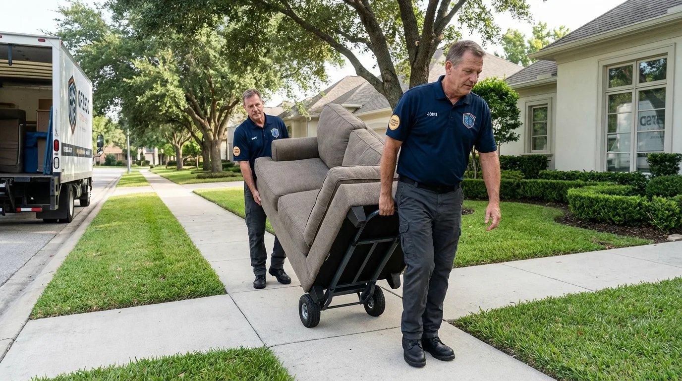 Local residential moving crew loading furniture in West Jordan, UT