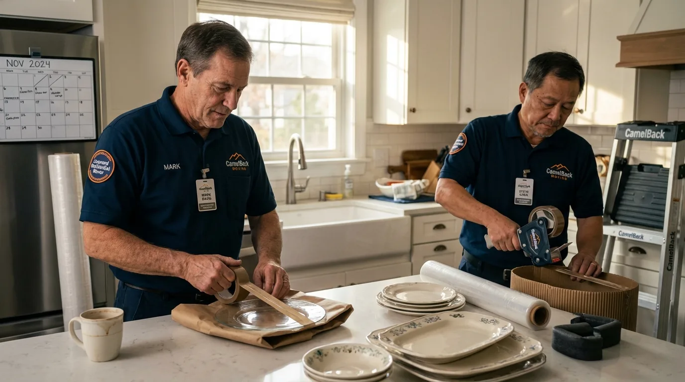 Professional crew packing kitchen dishware in West Jordan, UT