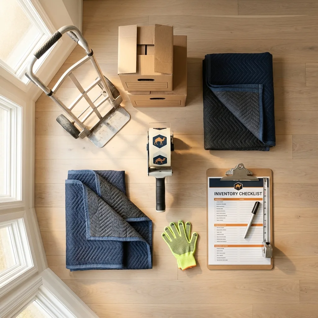 Professional moving supplies and packing materials layout for West Jordan residential relocations